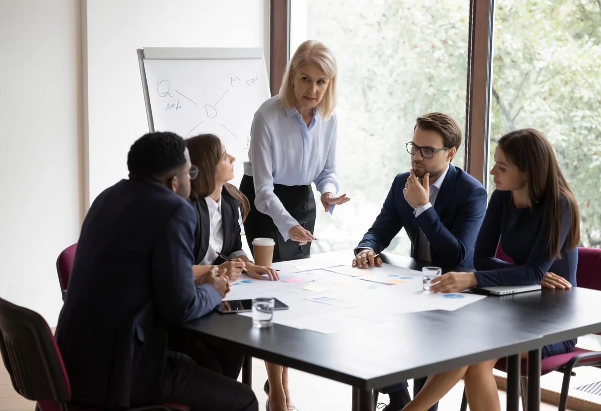 Executive leading a technology strategy discussion around a conference table