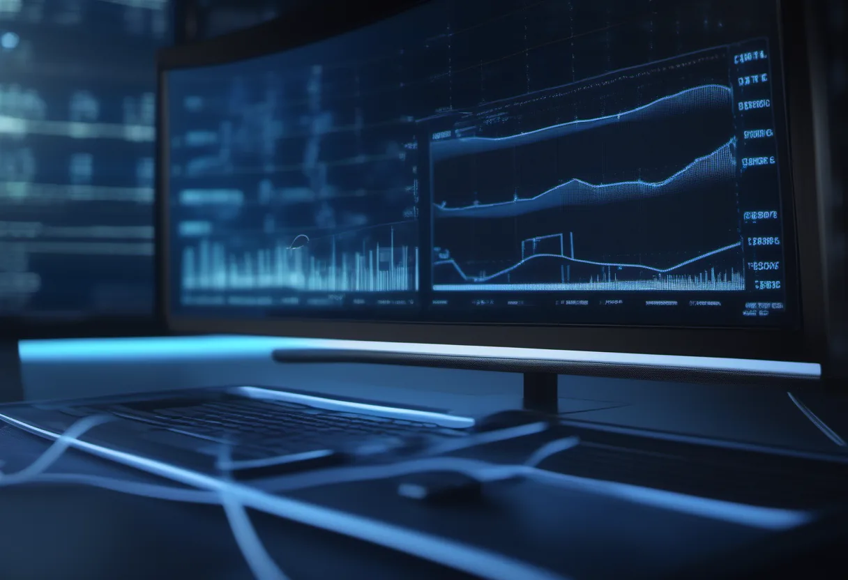 Abstract dashboard displaying network bandwidth performance graphs